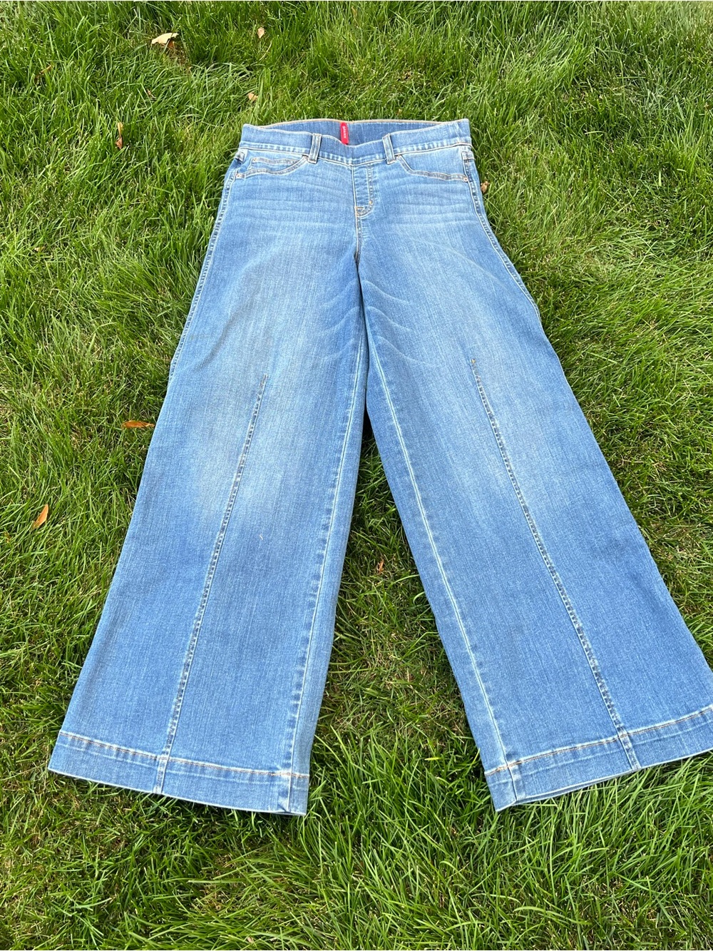 SPANX Light Blue Wide-Leg Jeans with Center Seam